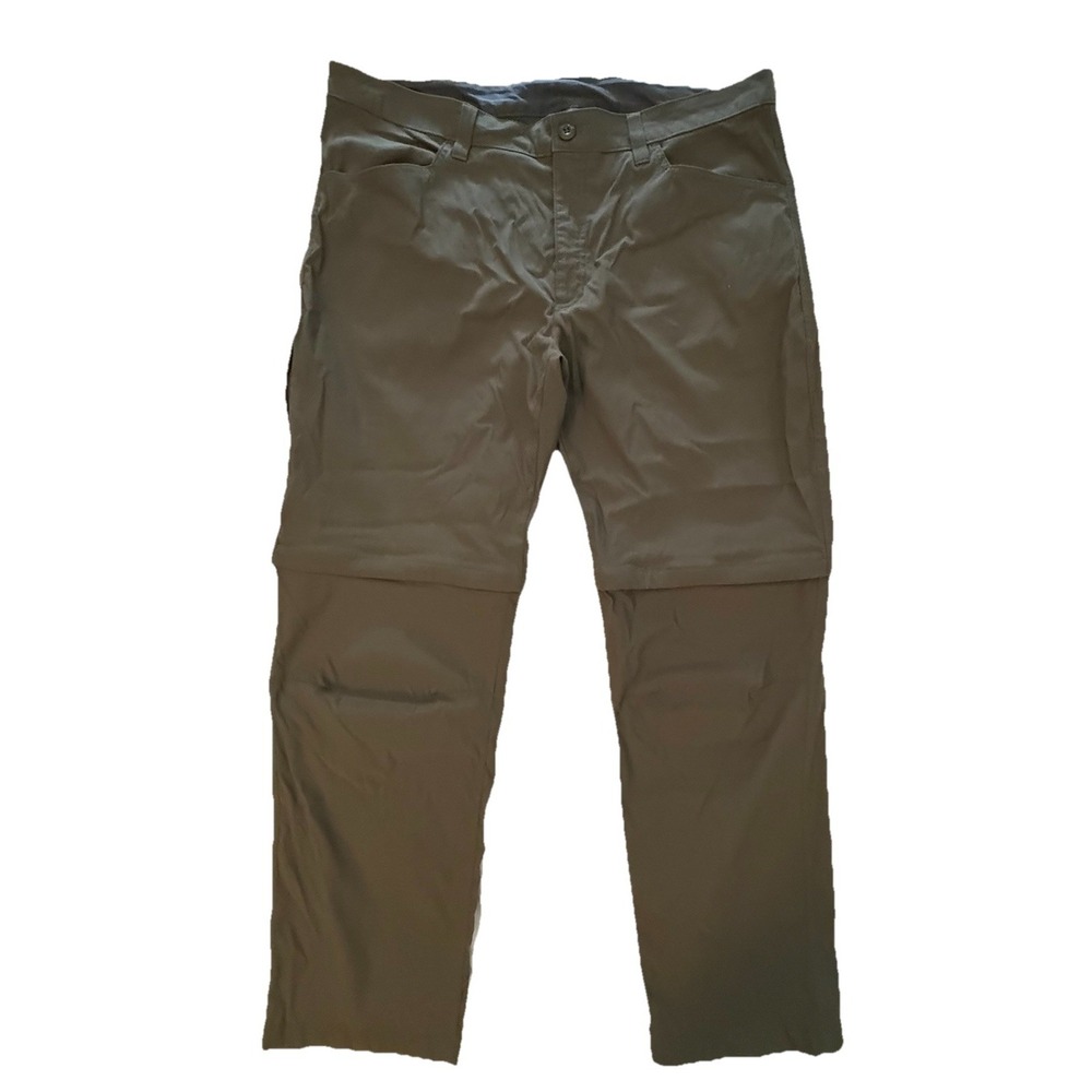 Eddie Bauer Green Convertible Shorts Tech Pants Zip Pocket Nylon Stretch 40x30